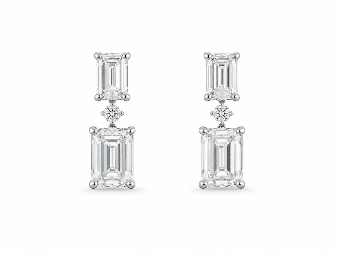 14K White Gold Lab Diamond Earrings Pushbacks