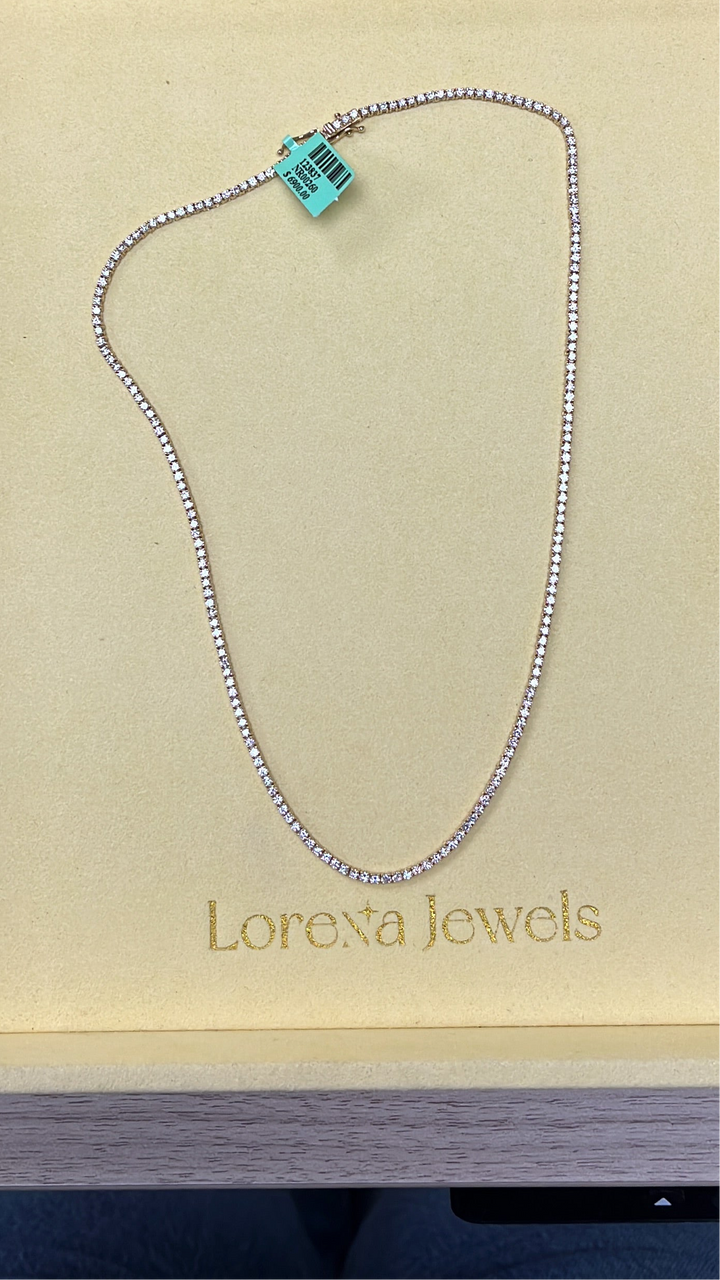 14K Yellow Gold Lab Grow Diamond 5.32ct Tennis Chain Necklace