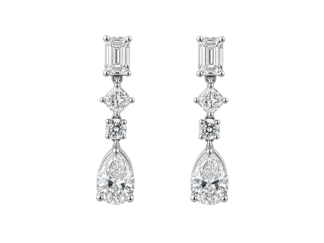 14K White Gold Lab Diamond Earrings Pushbacks
