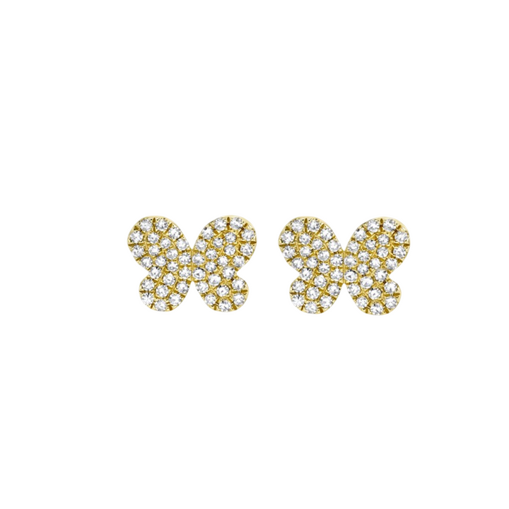 14K Yellow Gold Diamond Butterfly Earrings