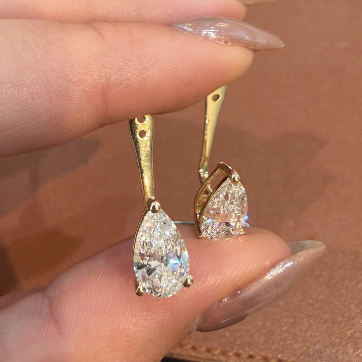 14K Yellow Gold Lab Diamond Pear Cut Ear Jacket