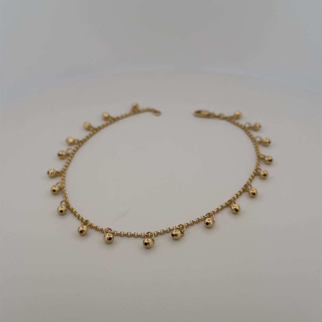 14K Tobillera de Bolitas Satinadas