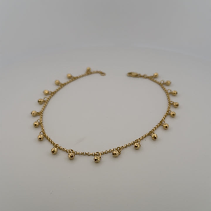 14K Tobillera de Bolitas Satinadas