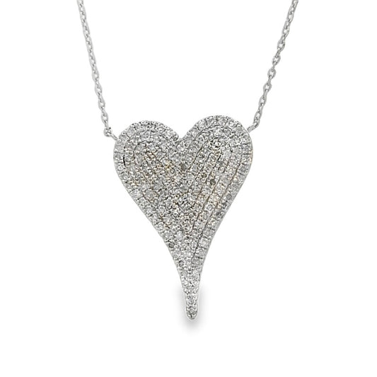 18K 0.51 CT Natural Diamonds White Gold Heart Necklace