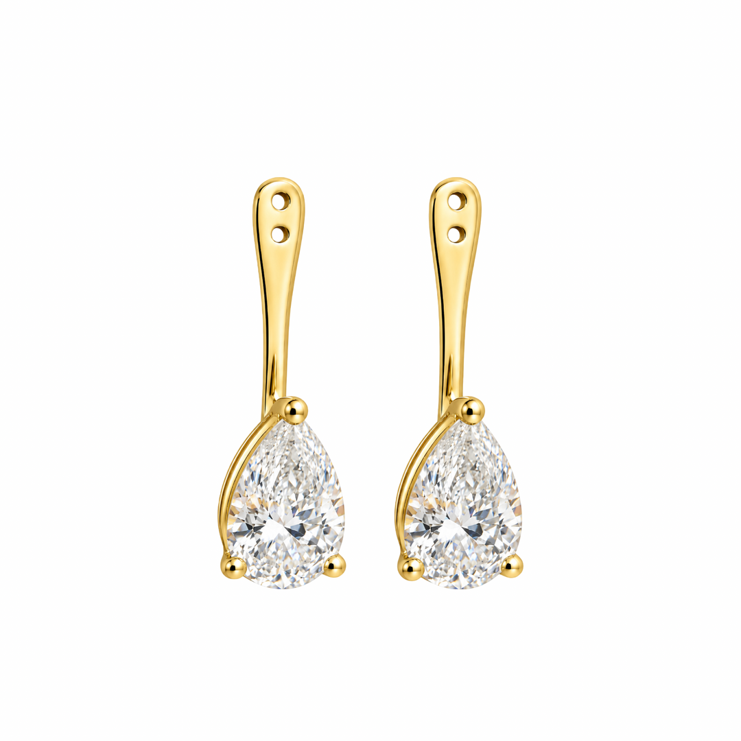 14K Yellow Gold Lab Diamond Pear Cut Ear Jacket
