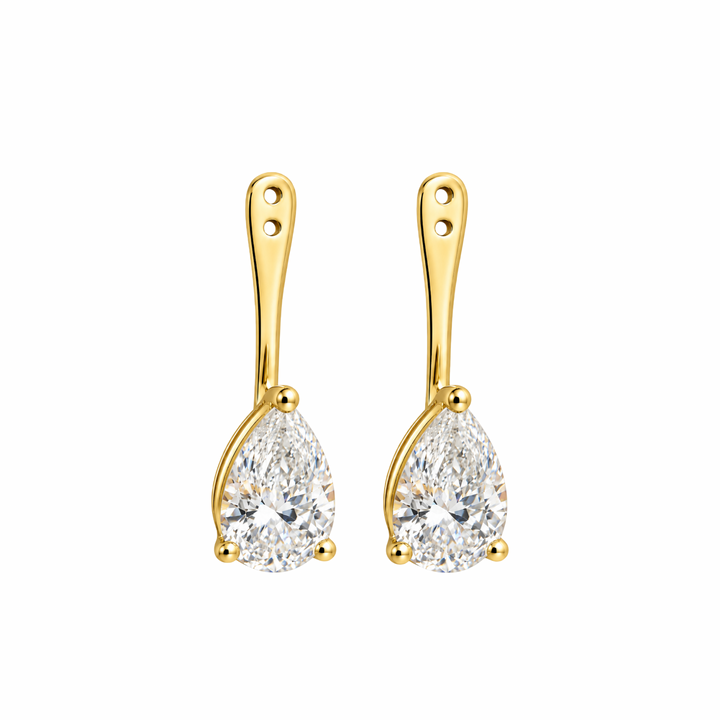 14K Yellow Gold Lab Diamond Pear Cut Ear Jacket