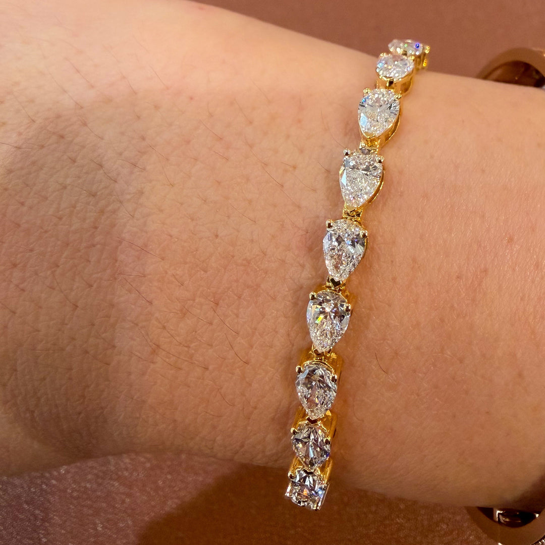 14K Yellow Gold Lab Diamond Pear Cut Tennis Bracelet
