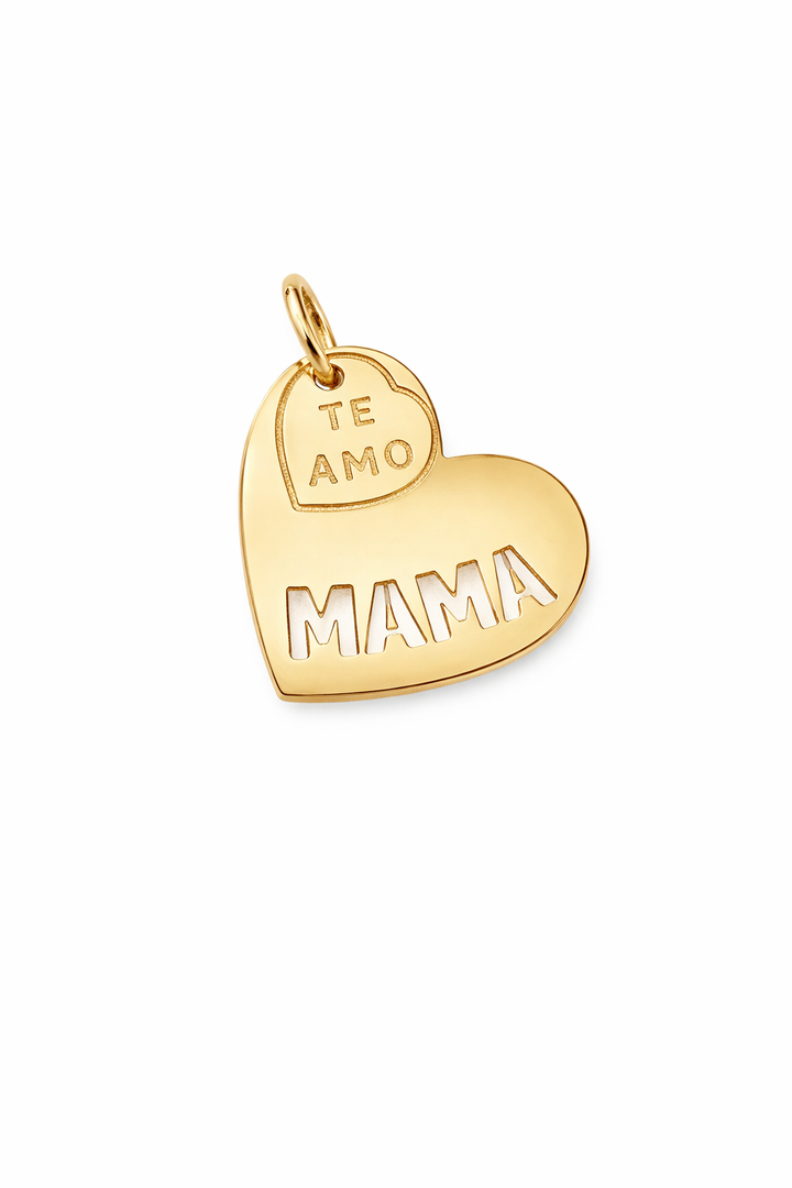 14K Yellow Gold Mom Heart Pendant