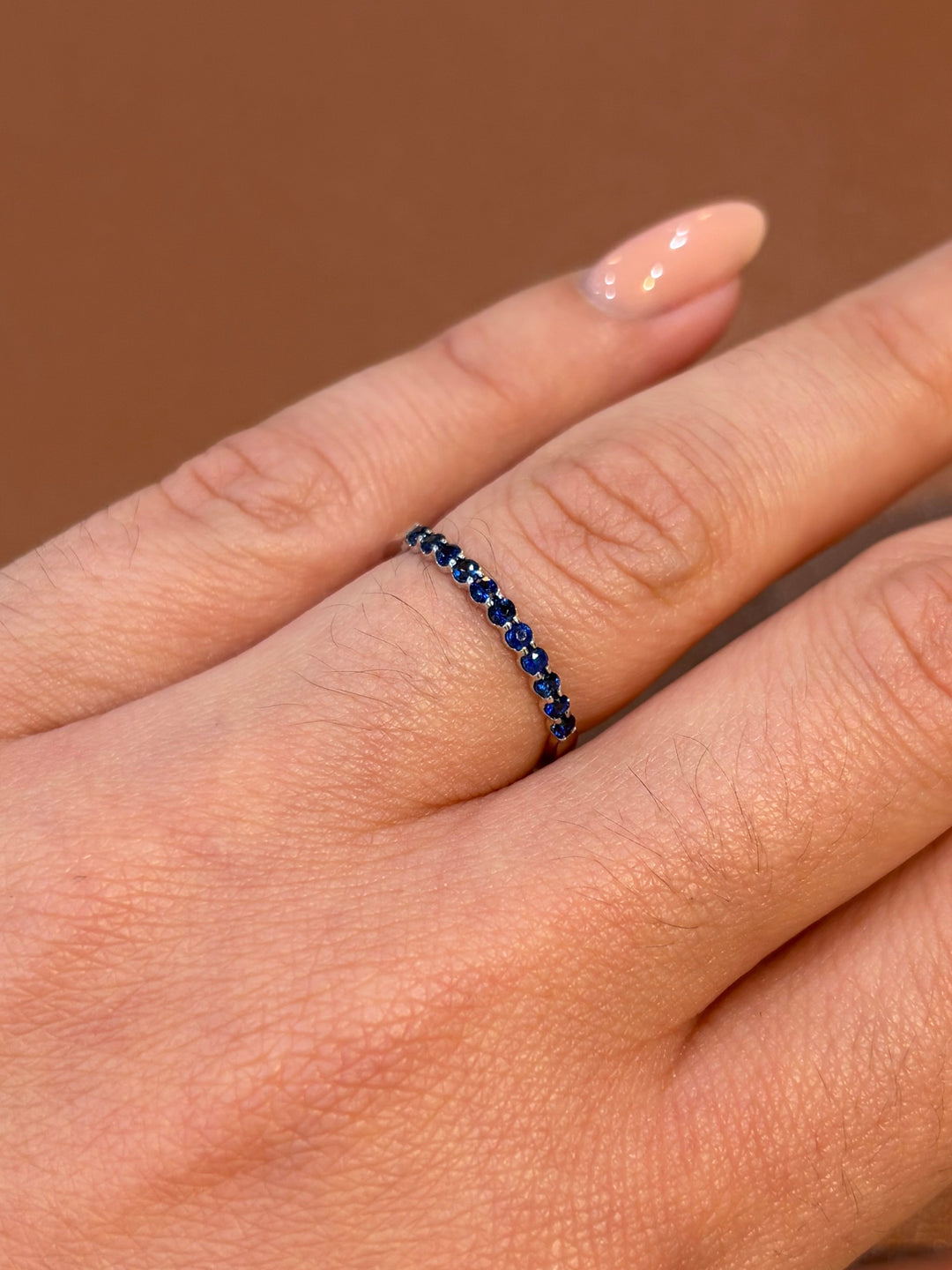 14K White Gold Sapphire Band Half eternity Ring