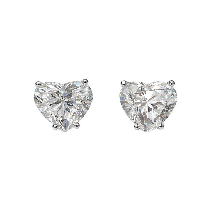 14K Gold Heart Shape Lab Diamond Earrings Pushbacks