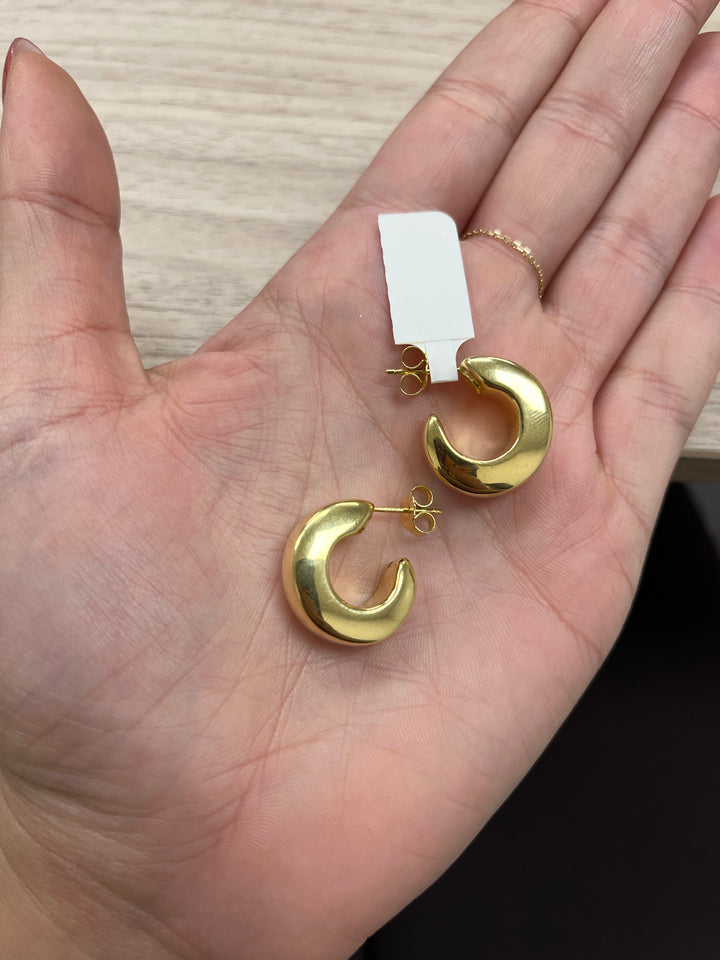 14K Yellow Gold Pushback Open Hoops