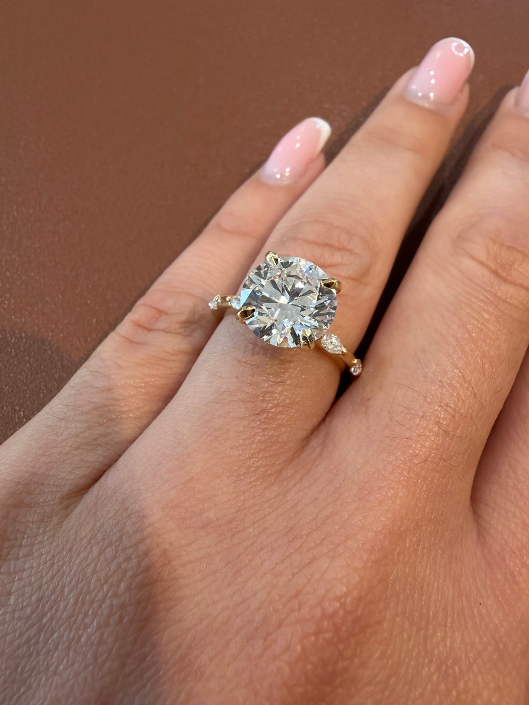 18K Yellow Gold Round Cut Lab Diamond Ring
