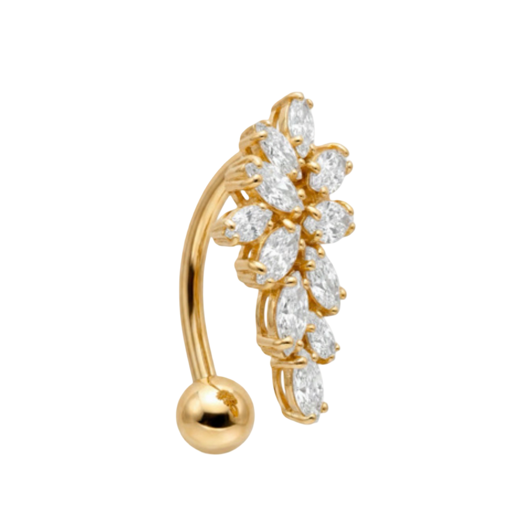 14K Yellow Gold Zirconia Belly Piercing