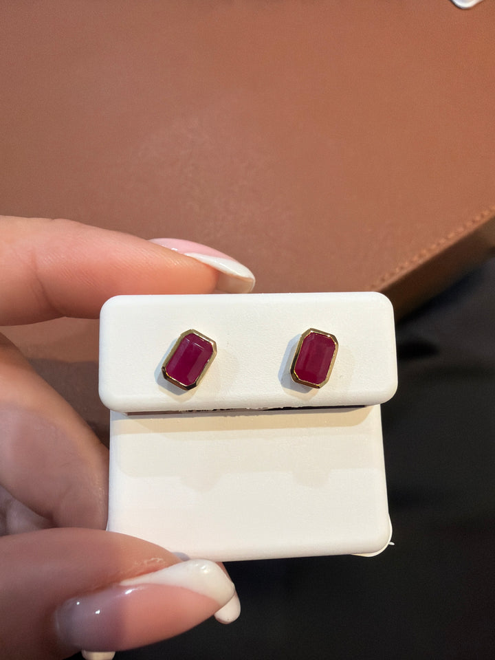 14K Yellow Gold and Ruby Earrings Pushbacks