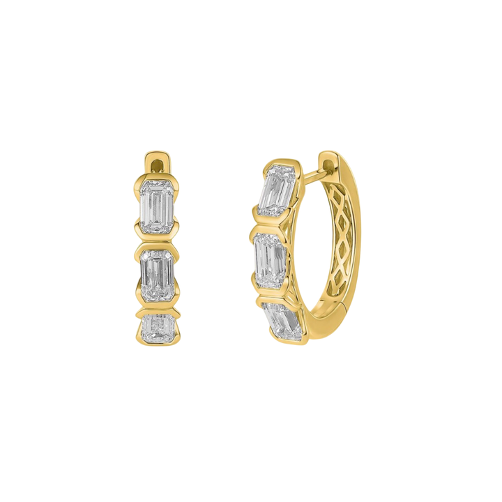 14K Yellow Gold Lab Grow Diamond Huggies Earrings