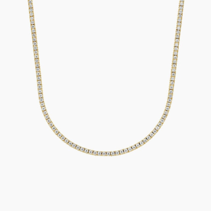 14K Yellow Gold Lab Grow Diamond 7.51ct Tennis Chain Necklace