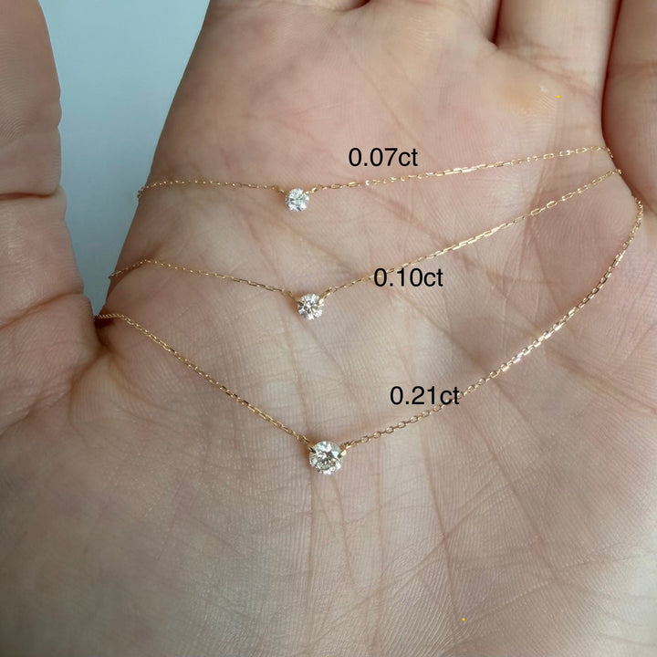 18K Yellow Gold Solitaire Diamond Necklace (Punto de Luz)