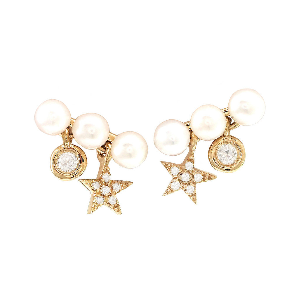14K Yellow Gold Pearl Earrings