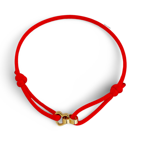 14K Doble Heart Red Bracelet