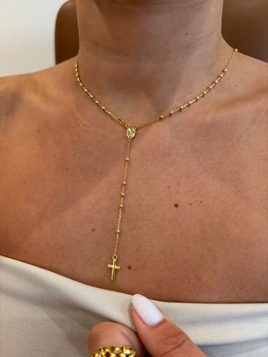 14K Yellow Gold Rosary 2.5mm Necklace