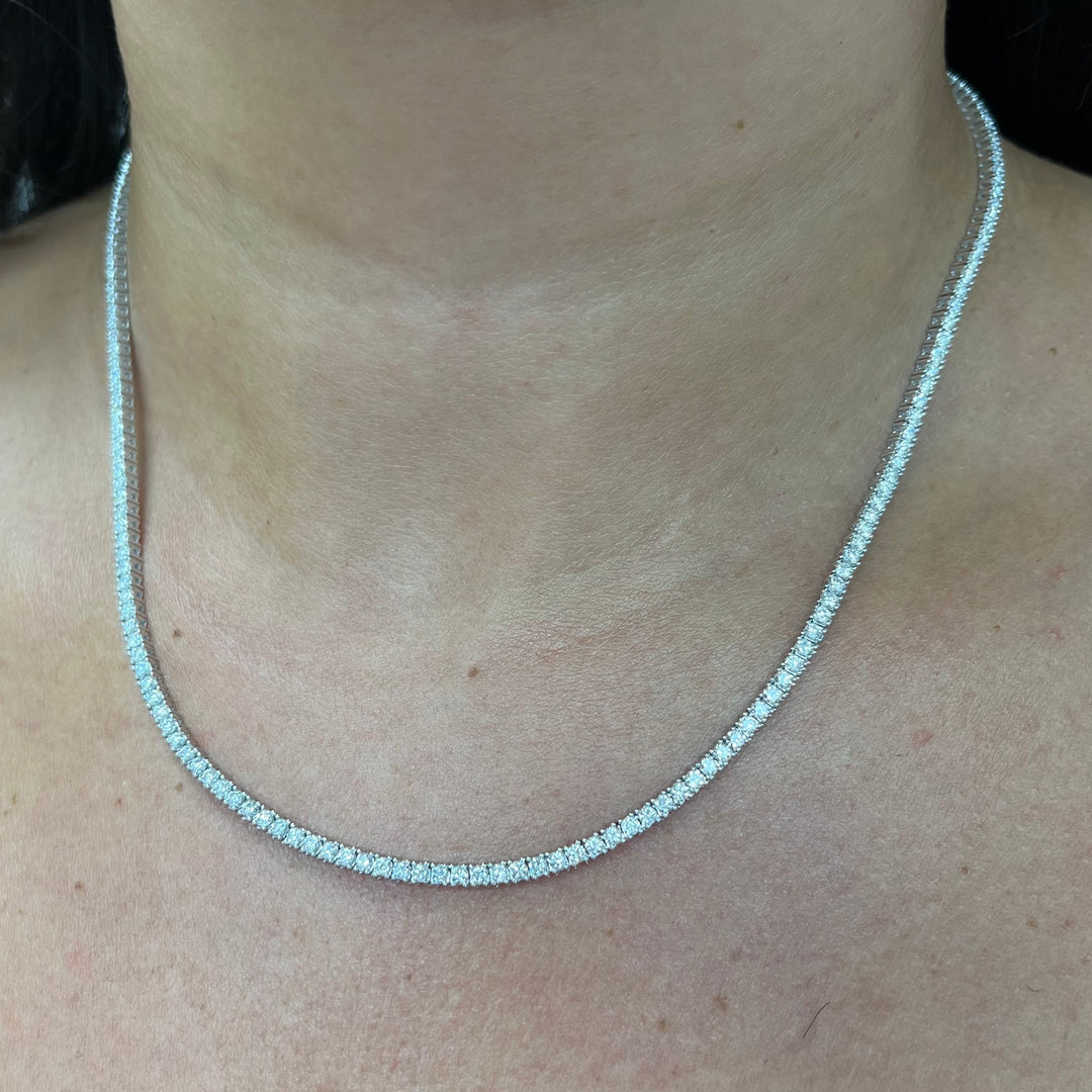14K White Gold Lab Grow Diamond 6.10Ct Tennis Chain Necklace