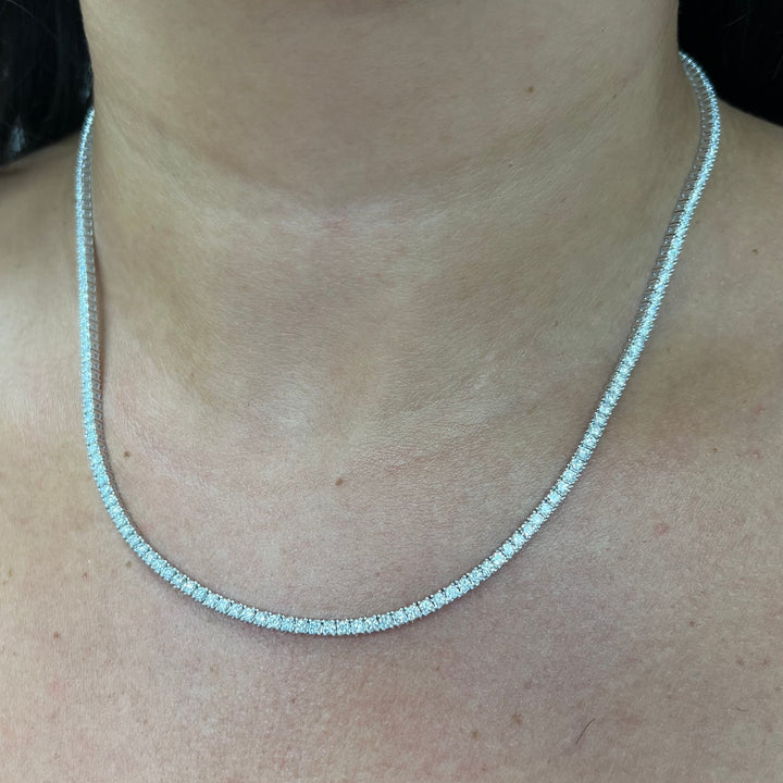 14K White Gold Lab Grow Diamond 6.10Ct Tennis Chain Necklace