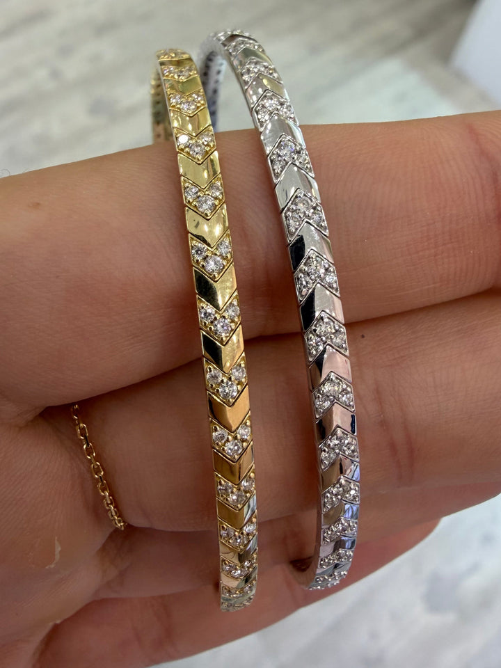 14K Yellow Gold Style Diamond Bangle Bracelet
