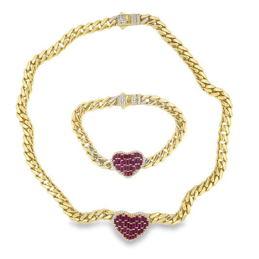 7mm Mónaco + Corazón 14k Set