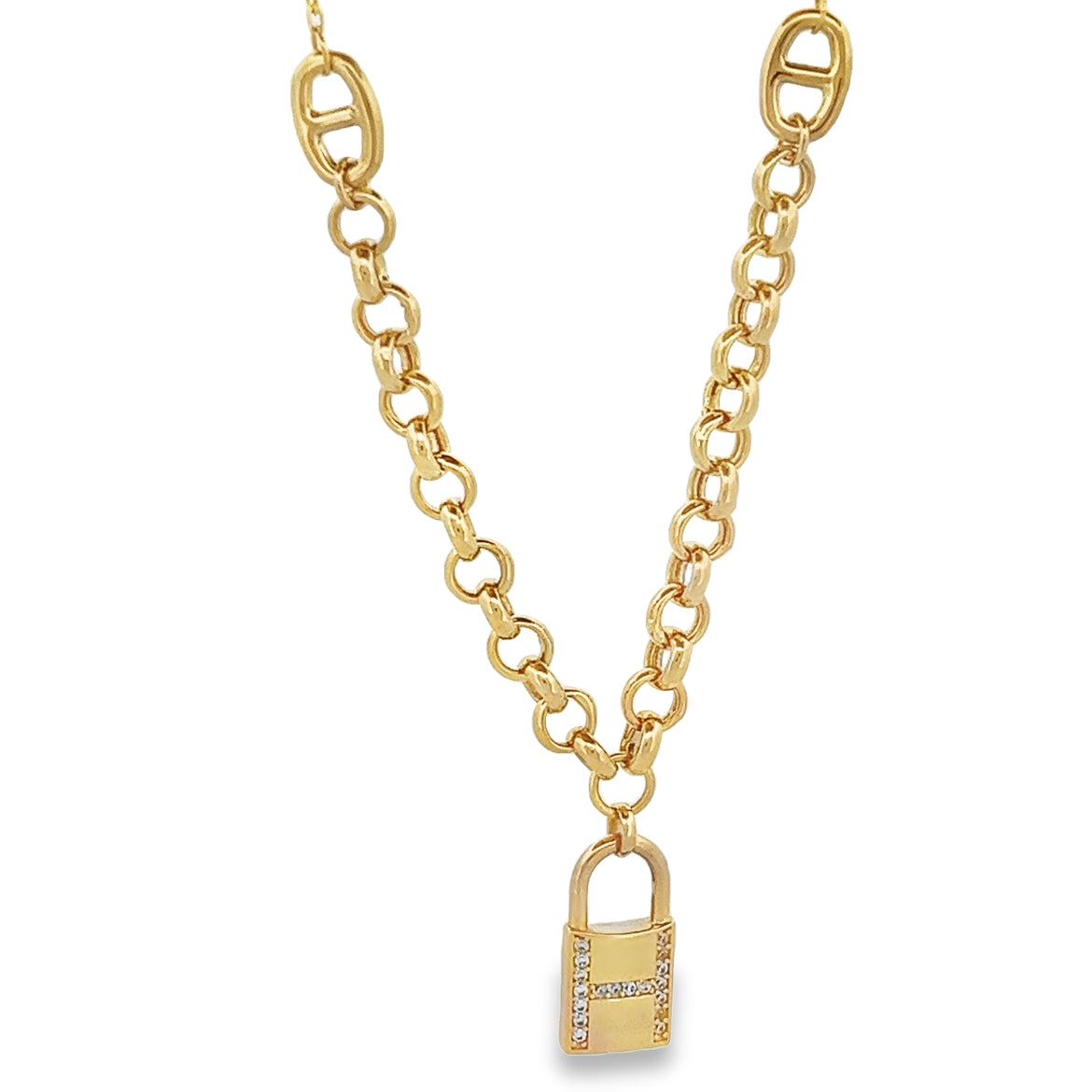 Candado + Rolo Necklace Fine Chain