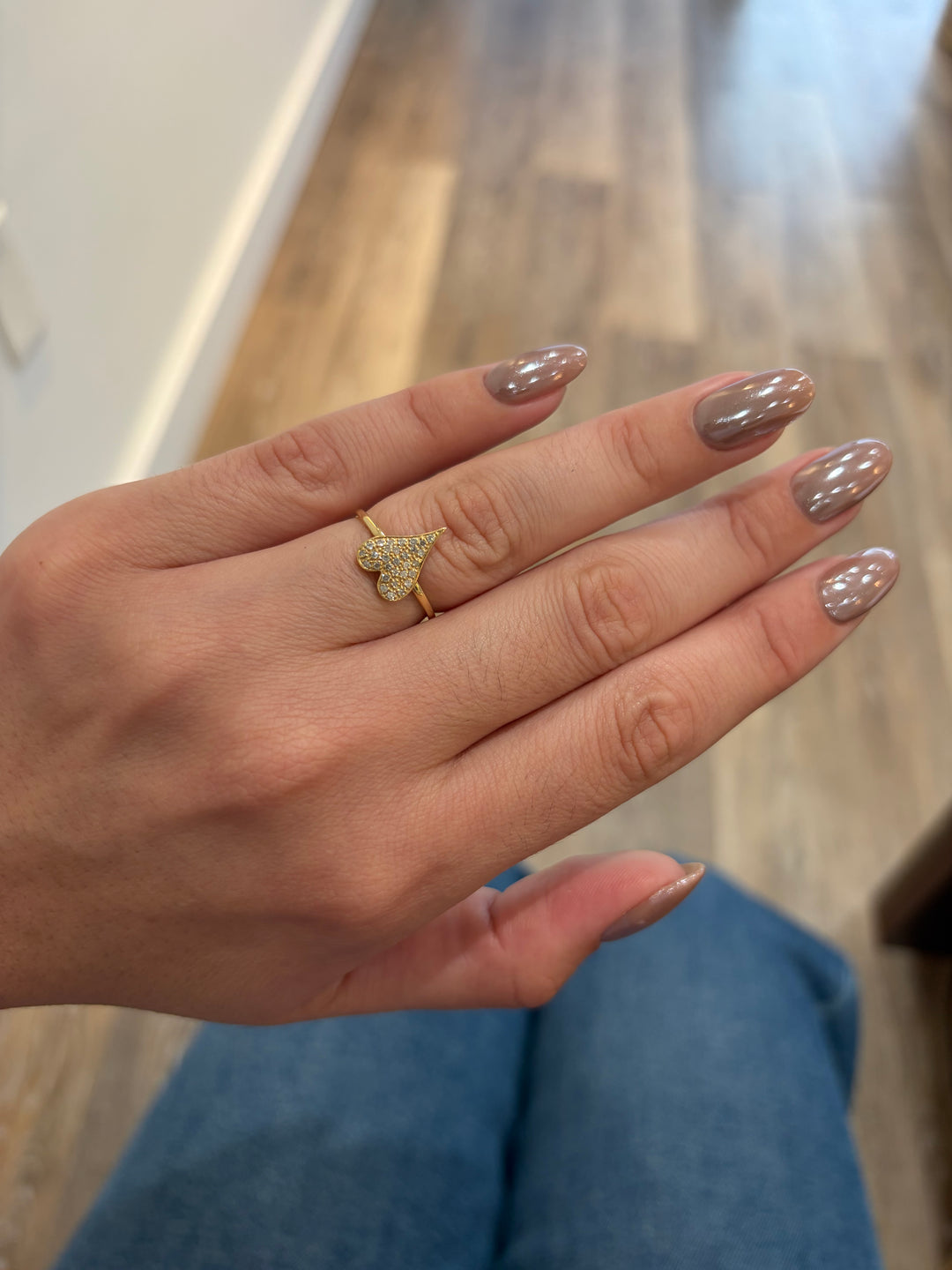 14K Heart Diamond Gold Corazón Ring
