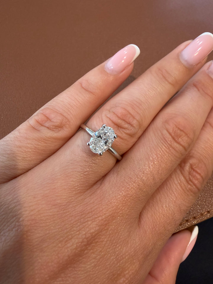 14K White Gold Lab Diamond Oval Cut Ring