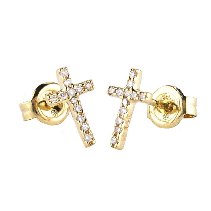 14K Diamond Cross Earrings