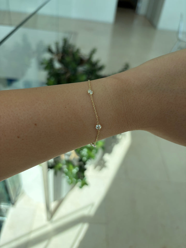 14K Yellow Gold By the Yard Lab Diamond Bezel Bracelet