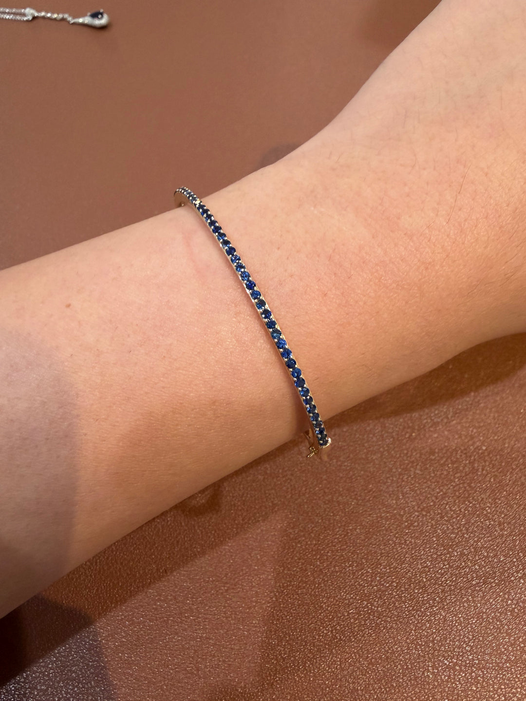14K Yellow Gold Sapphire Bangle Bracelet