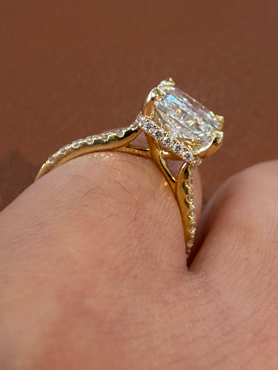 18K Yellow Gold Radiant Cut Lab Diamond Ring