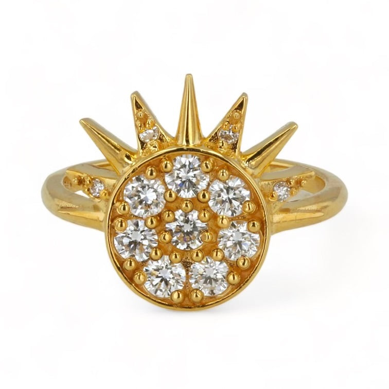 14K Gold Sun and Moon Diamond Ring