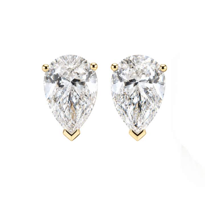 14K Yellow Gold 10.08cts Pear Cut Studs Pushback Earrings