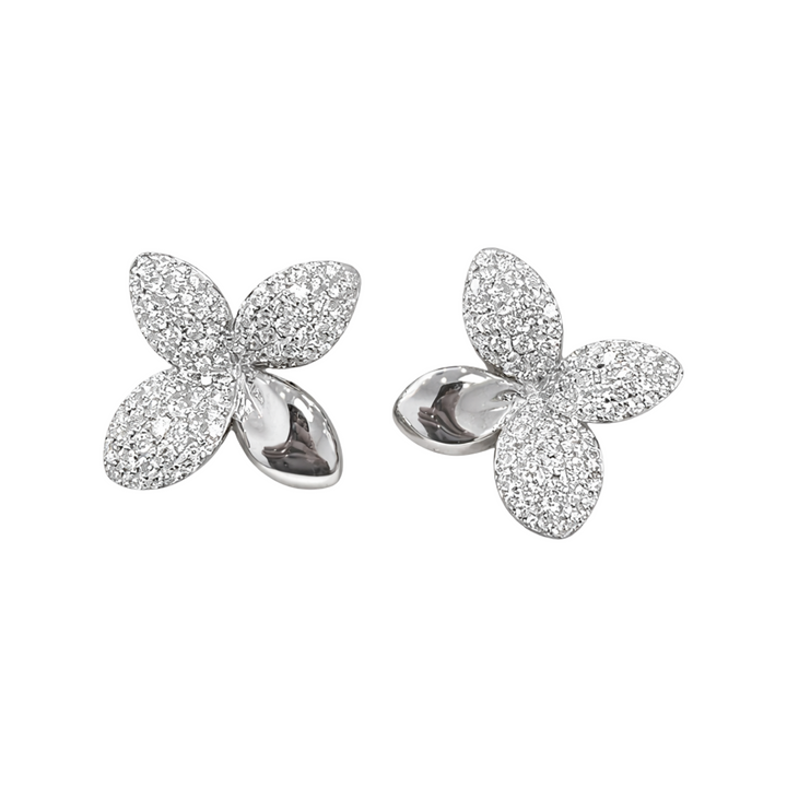 14K White Gold 1.42Ct natural diamond Earrings Pushbacks