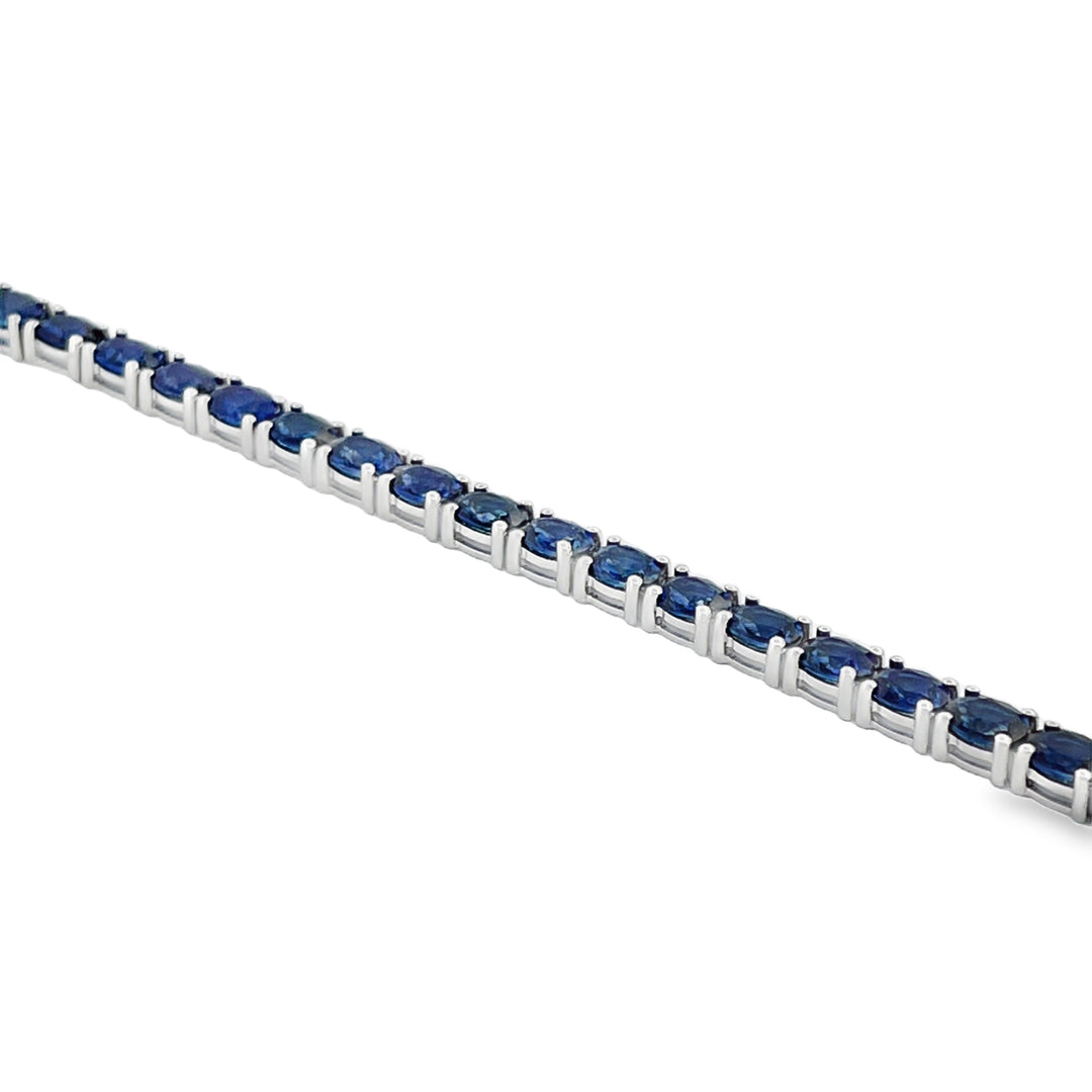 18Kt White Gold 13.37ct Blue Sapphire Tennis Bracelet