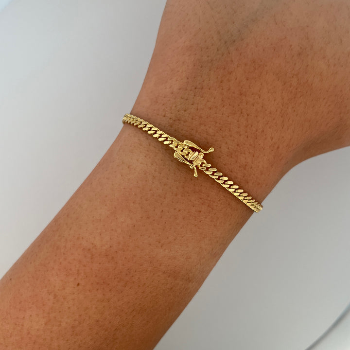 14K Yellow Gold 3mm Cuban Link Bracelet