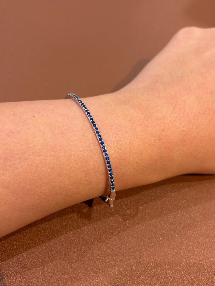 14K White Gold Sapphire Bangle Bracelet