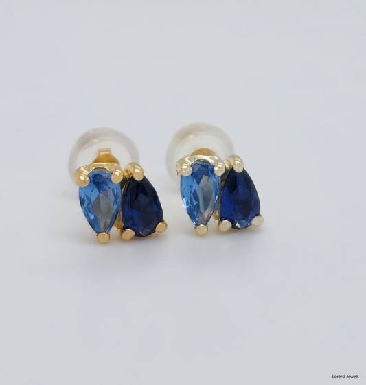 18K Blue Doble Pear Earrings