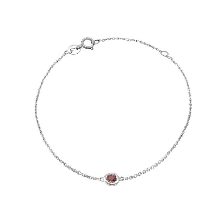 14K Yellow Gold Classic Round Bezel Pink Tourmaline Bracelet