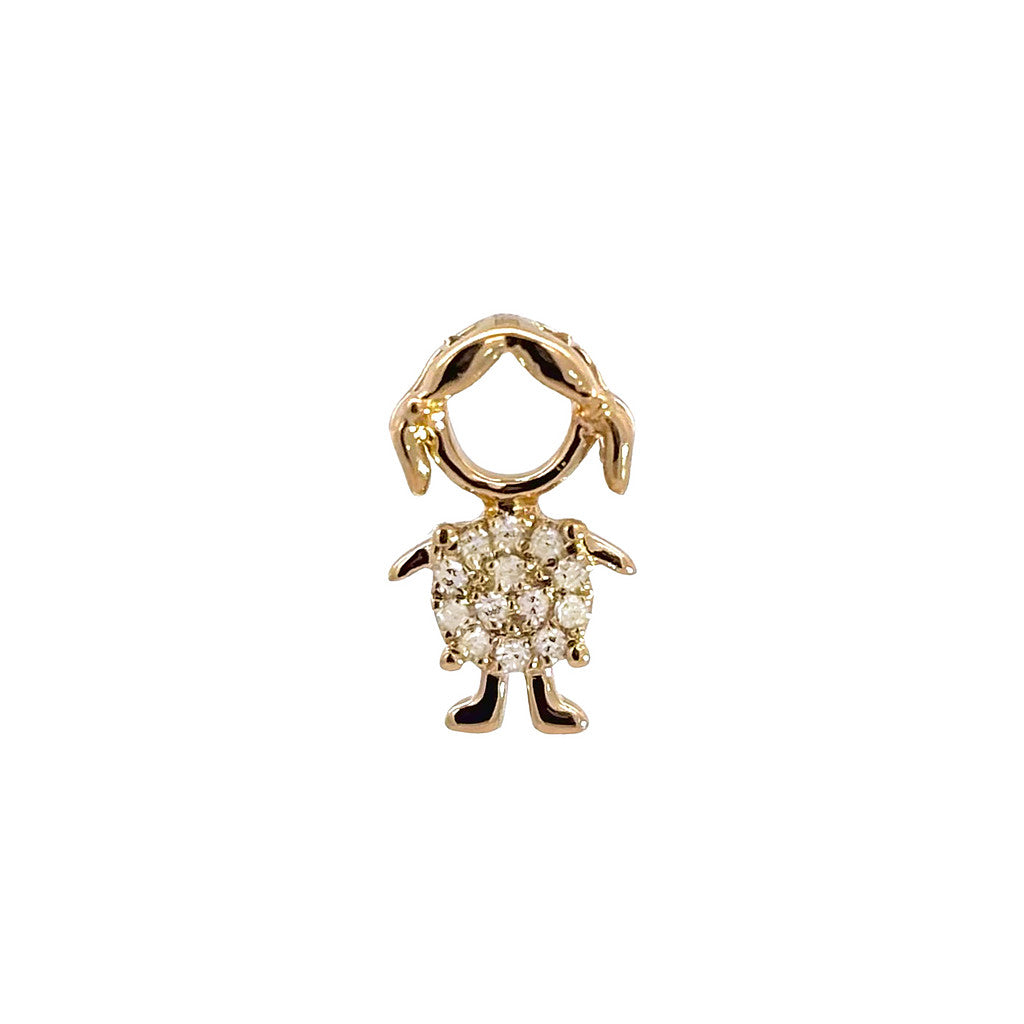 14K Yellow Gold Birthstone Round Prong Diamonds Girl Pendant April