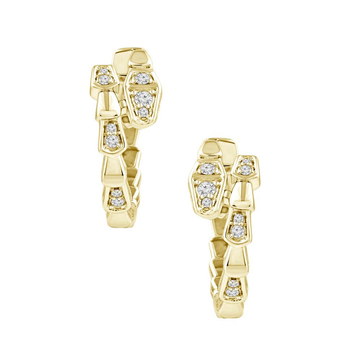 18K Yellow Gold Diamonds Hoops Serpent Earrings