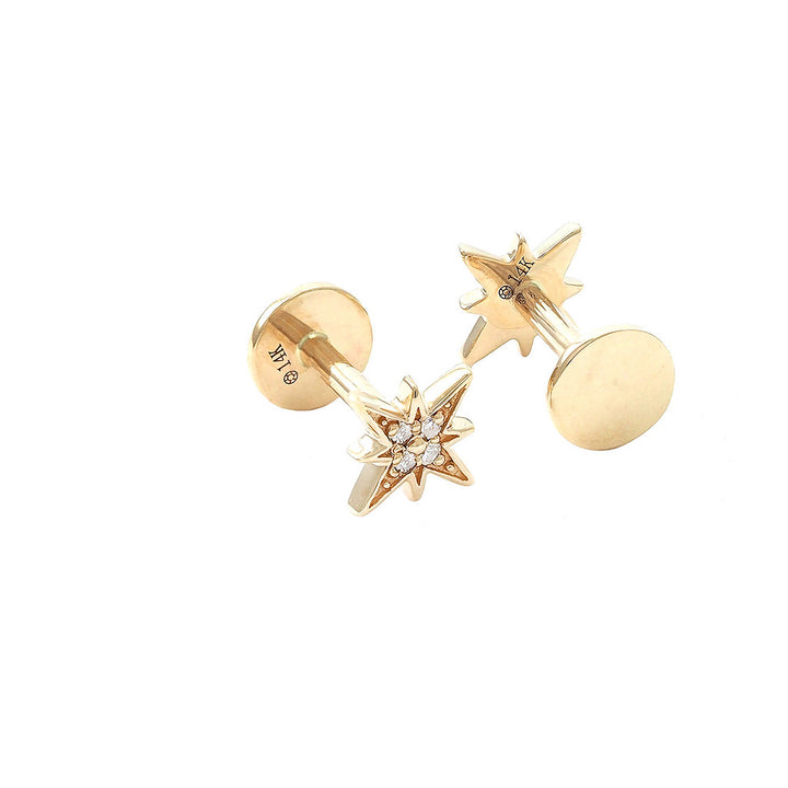 14K Destellos Diamond Flat Back Piercing (Star Burst )