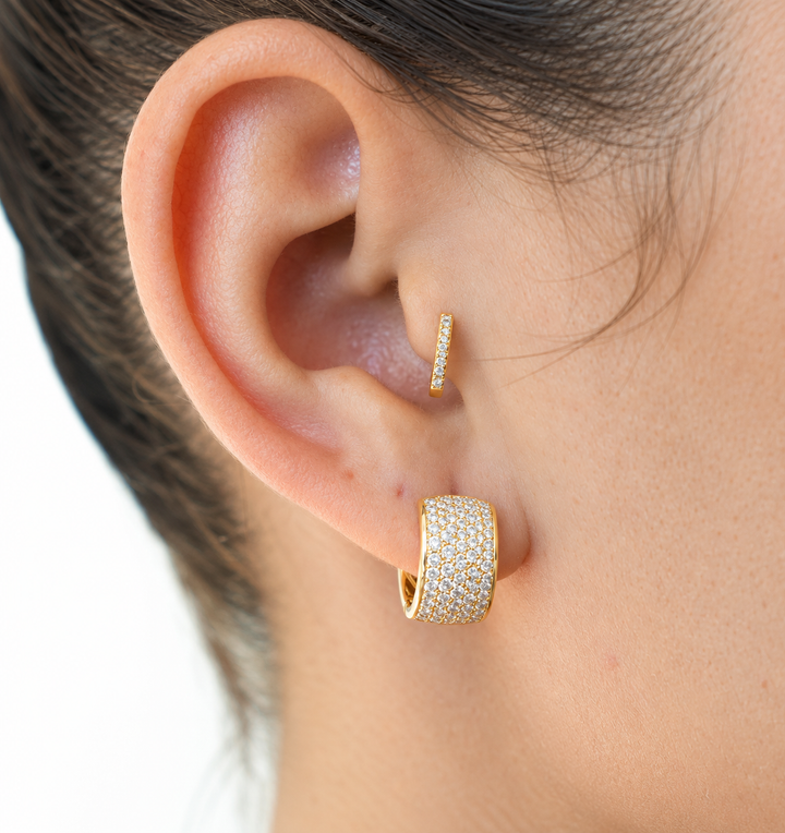 14K Yellow Gold 0.73 ct Diamond Hoops Earrings