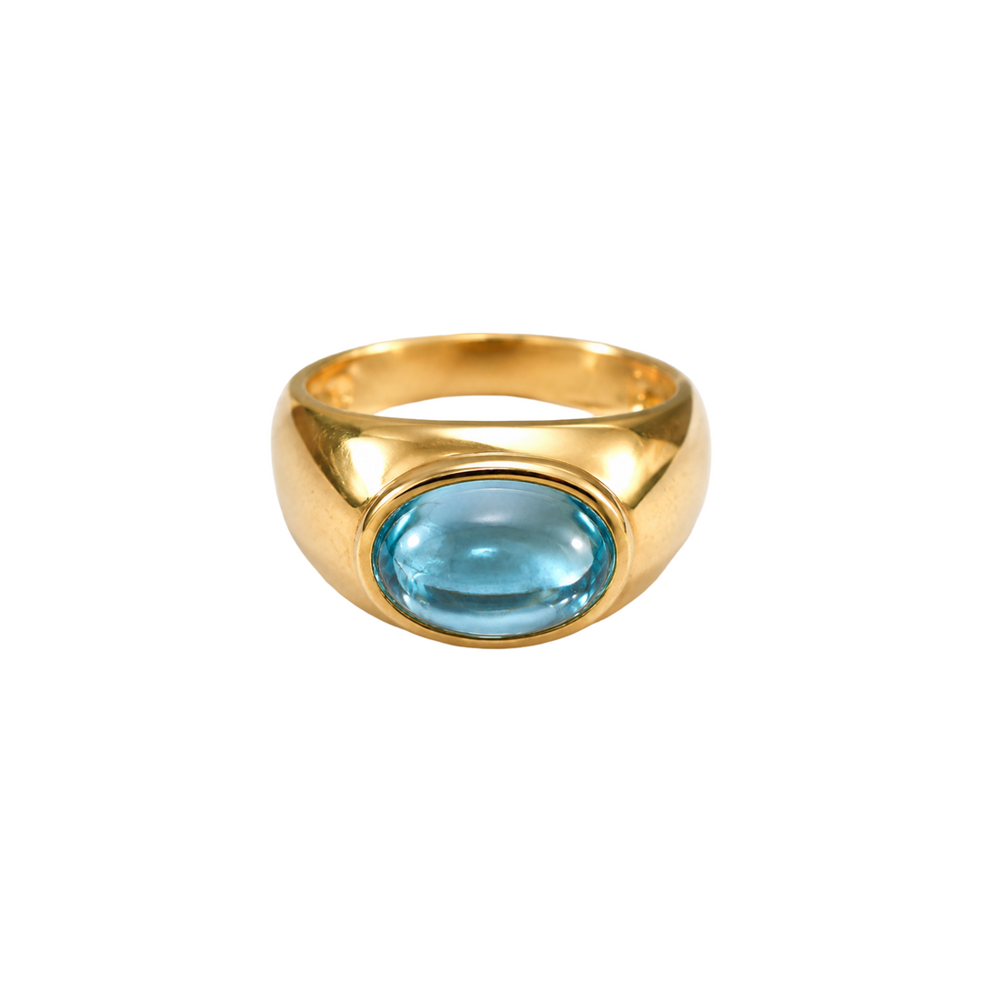 14K Yellow Gold Blue Topaz Ring