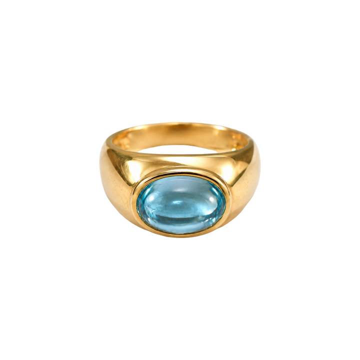 14K Yellow Gold Blue Topaz Ring