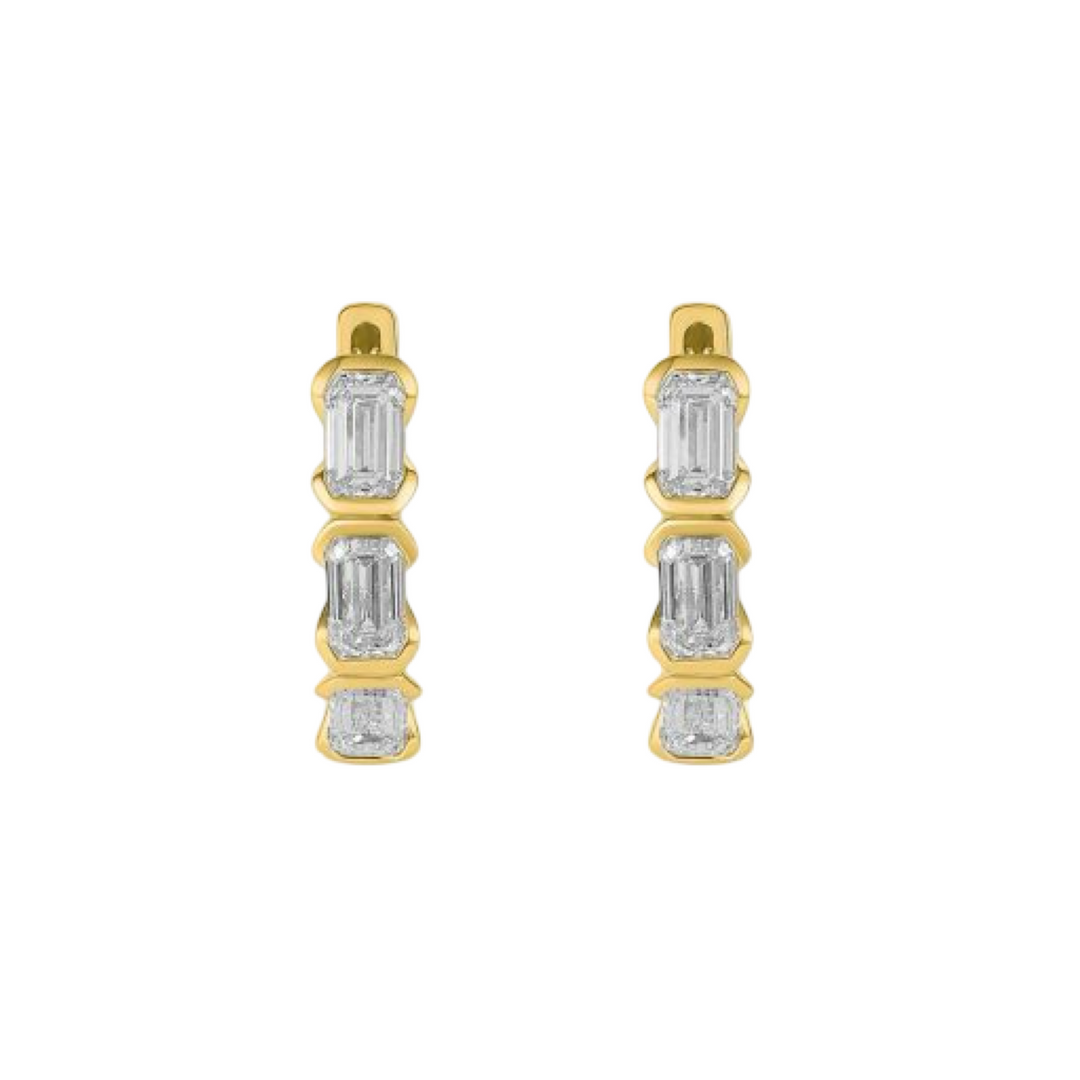 14K Yellow Gold Lab Grow Diamond Huggies Earrings